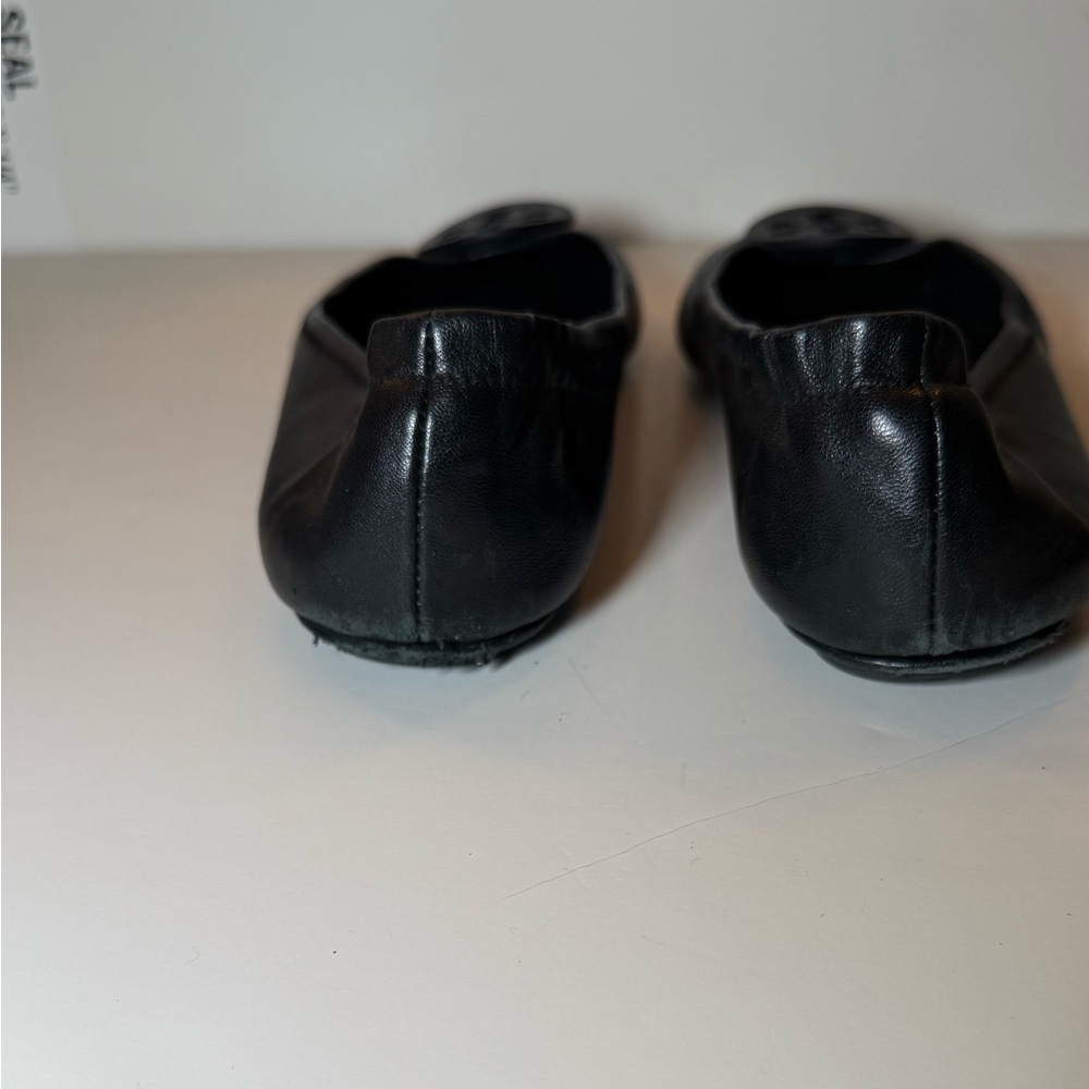 Tory Burch Black Leather Ballet Flats Size 8 - Picture 5 of 7